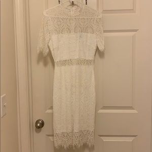 Lulus midi white lace dress